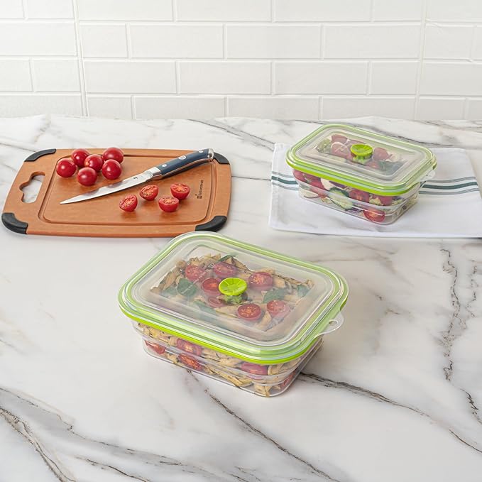 Restaurantware-Fresh Hero 51 Ounce Storage Containers, 1 Durable Airtight Food Containers - Microwavable, Freezable, Green Silicone, Collapsible, Dishwashable, With Vented Lids