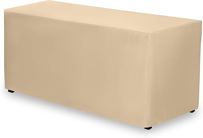 Gee Di Moda Fitted Tablecloth - 72 x 30 Inch Beige Floor-Length Fitted Table Cloth for 6 Foot Rectangle Table, Heavy Duty Washable Fabric for Parties, Dinner, Weddings, Baby Shower & Trade Show