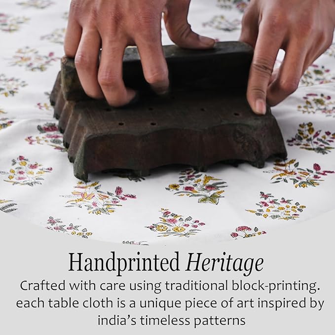 Cotton Print Club-100% Pure Cotton 80"x120" Tablecloth- Indian Hand Block Printed Rectangle - for Wedding, Mothers Day-Forest Green
