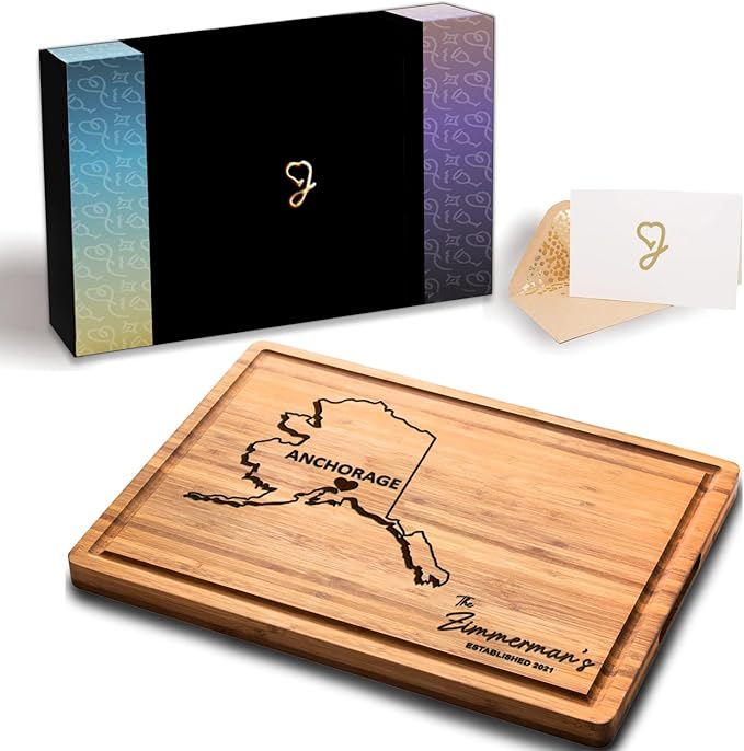 Alaska Cutting Board Custom Housewarming Gift, State Alaska Themed Gifts, Housewarming Gift, Wooden Personalized Gifts & Souvenirs, Alaskan Bamboo Gifts