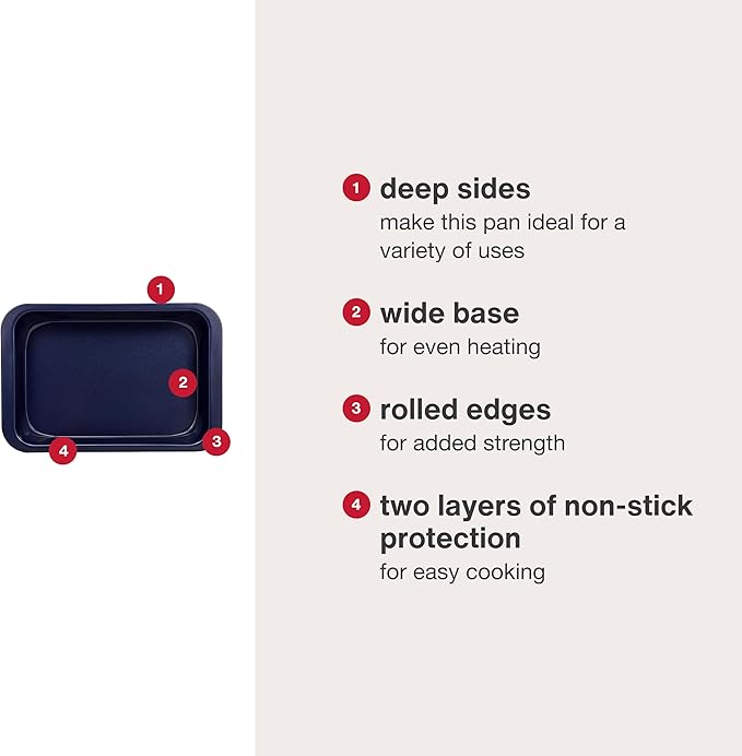 Zyliss E980190 Non-Stick Oven Tray | 30cm x 20cm | Carbon Steel | Dark Blue | Baking Tin/Bakeware/Roasting | Dishwasher Safe | 5 Year Guarantee