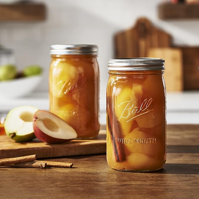 Ball Wide Mouth Glass Mason Jars with Lids and Bands, Used for Canning, Pickling, Juice, Jam, Jelly, Quart Size 32 Ounce (Pack of 8)