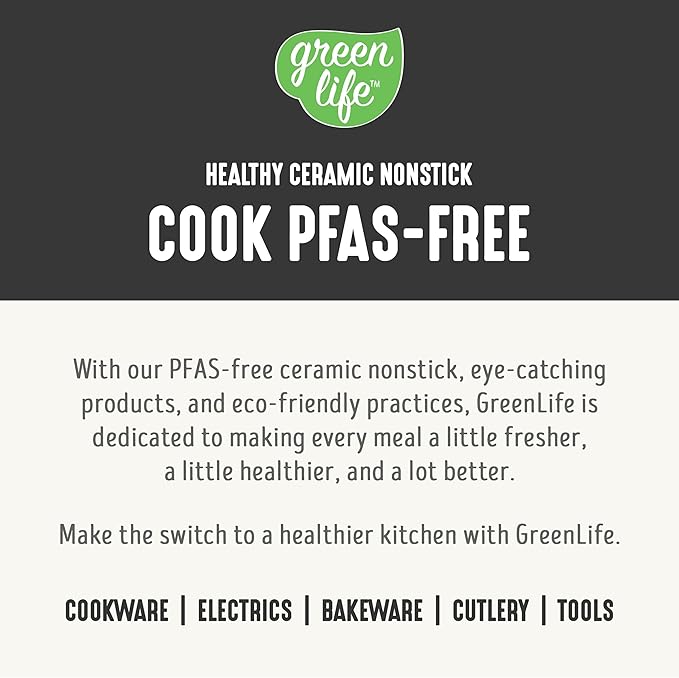 GreenLife Nonstick 12” (5QT) All in One Deep Skillet Wok with Lid, PFAS-Free Non-Toxic Ceramic Multi-Purpose Pan, Induction, All Stovetop, Egg, Stir Fry, Saute, Stay Cool Handle, Granite Black