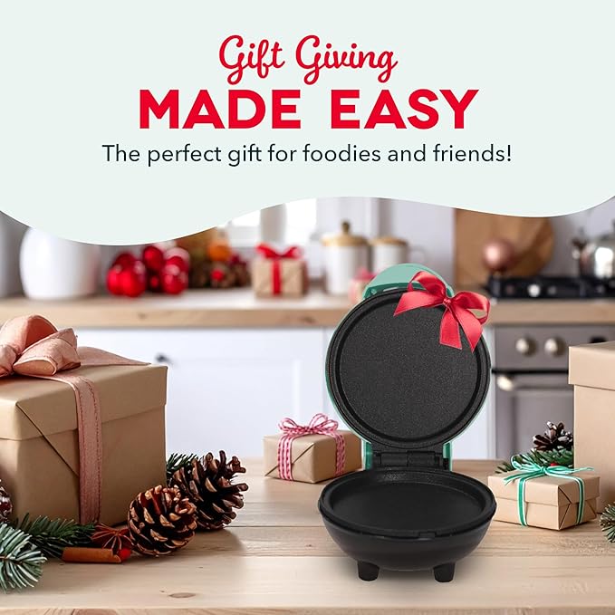 Dash Mini Maker Griddle - Compact Griddle for Creative Homemade Treats - PTFE nonstick surface, Quick Heat-Up System & Space-Saving Design - Silver