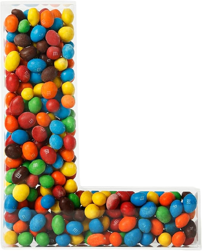 Fillable Alphabet Acrylic Tray Letter Candy Jar Reusable Party Food Jar with Magnetic Lid 10-Inch Sealed Decorative Box (L)