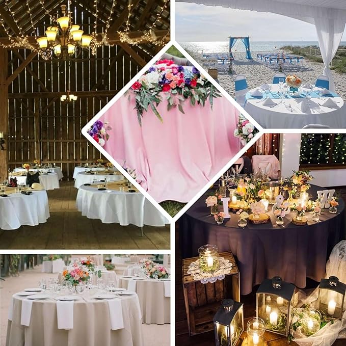 Efavormart Round Tablecloth, 108 Inch Stain & Wrinkle Resistant Washable Table Cloth, Decorative Polyester Fabric Table Cover for Banquet, Wedding, Dining- Willow Green