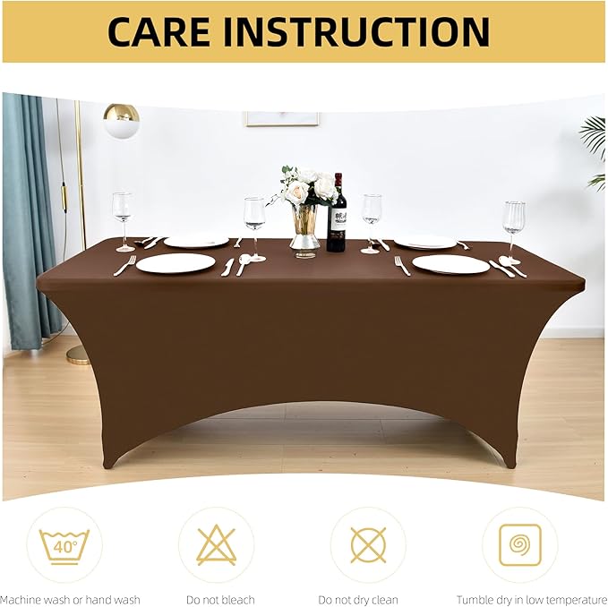 6-Pack 6ft Spandex Table Covers for Rectangle Standard Folding Tables - Wrinkle Resistant Stretch Tablecloths - Ultimate Fitted Table Protector for Parties, Trade Shows, Wedding