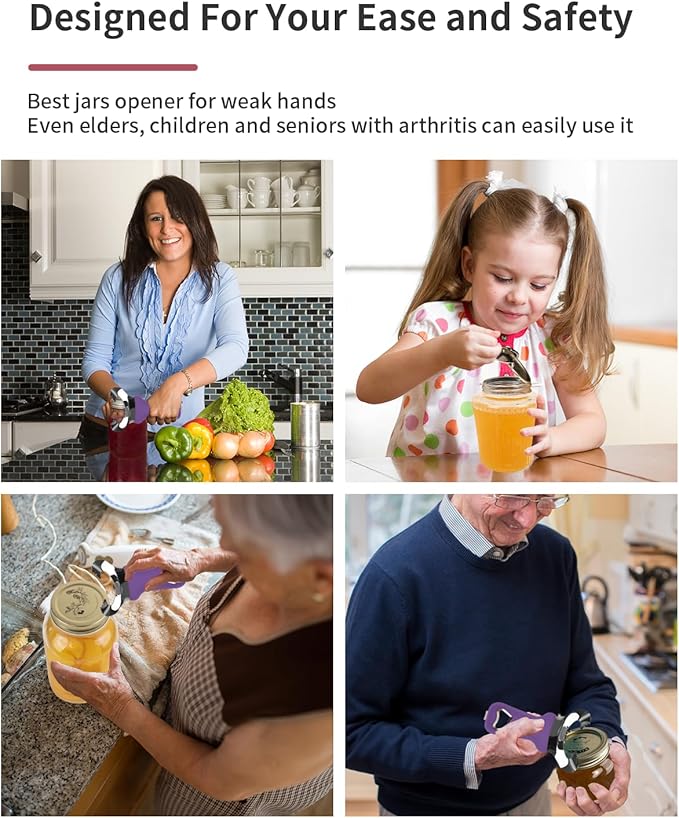 CYDW Mason Jar Opener Tool with No Lid Dents or Damage, Can Opener Manual Multi-Purpose, Easy Twist Manual Handheld Top Remover Utensil, Canning Supplies Tools and Bottle Opener, Made For Lifetime
