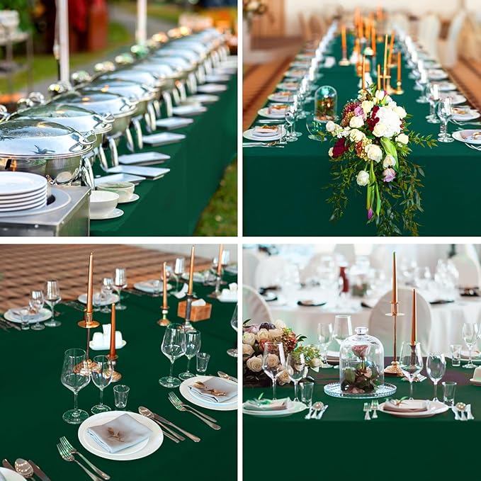 Rectangle Tablecloths 90x132 Inch 2 Pack Dark Green Tablecloth for 6ft Washable Decorative Linen Polyester Table Cloths for 8ft Dining Table Banquets Buffet Parties and Wedding