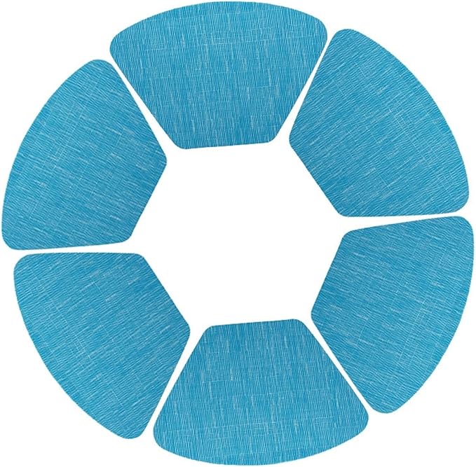 PVC Round Table Placemats Wedge Shaped Place Mat Pads with Centerpiece Round Mat Heat Table Mats Washable(Bamboo Light Blue)