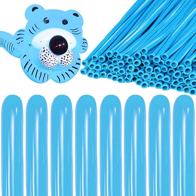 KAWKALSH 260 Light Blue Long Balloons for Balloon Garland Thickening Skinny Latex Twisting Animals Modeling Christmas Birthday Wedding Party Festival Decorations 100pcs