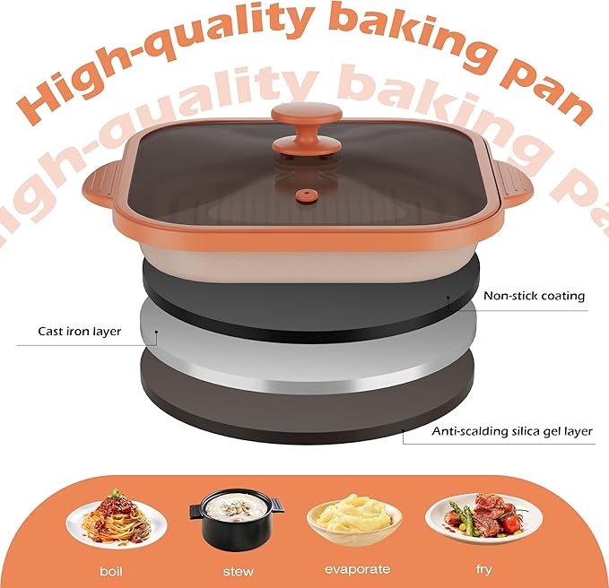 Microwave Grill Pan with Cover - Bacon Cooker, Crisper & Grilled Cheese Maker, Microwave Cookware,Dishwasher Safe for Easy Clean,Stocking Stuffer