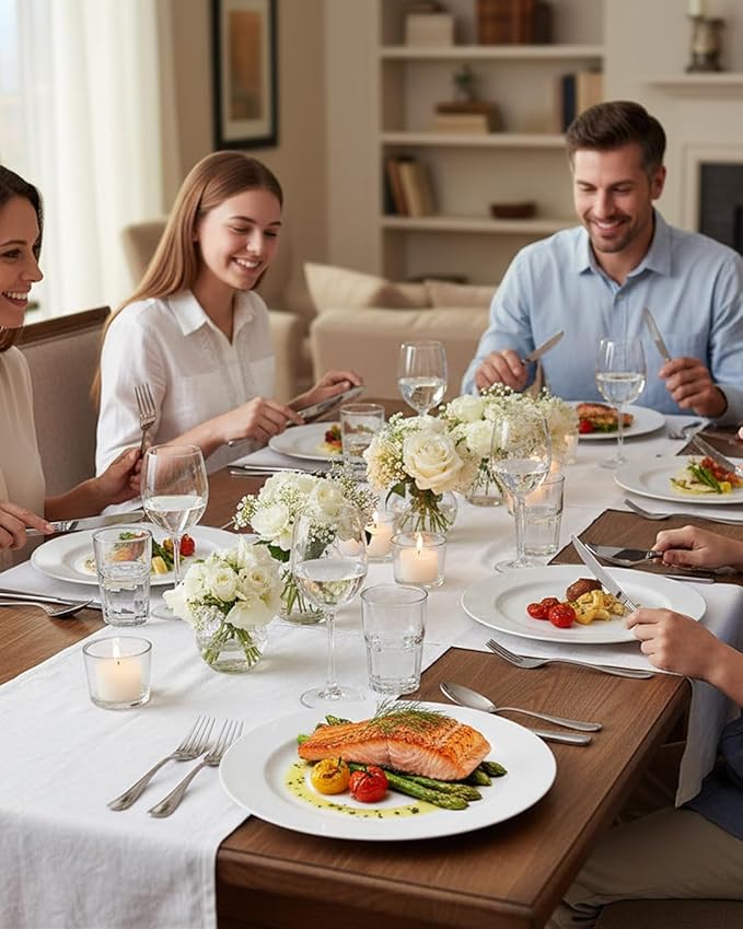 bUCLA 100PCS White Plastic Plates-10.25inch Disposable Dinner Plates-Premium Party&Wedding Plates