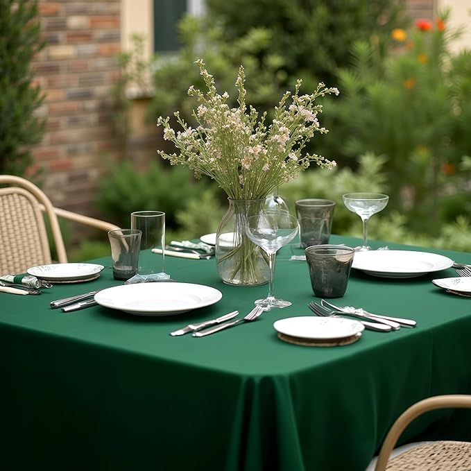 sancua Tablecloths for 6 Foot Rectangle Tables, 8 Pack - Washable Polyester Fabric Table Cloth for Chirstmas Party, Birthday, Banquet Reception, 54x108 Inch Hunter Green