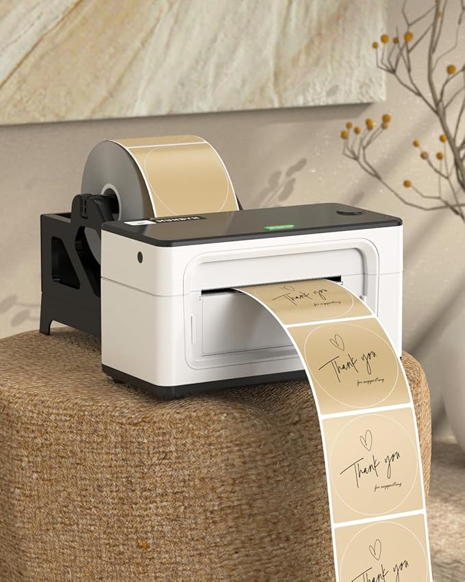 MUNBYN 3 Inch Brown Round Thermal Labels, Multi-Purpose Circle Thermal Stickers for Small Business, 500 Labels/1 Roll