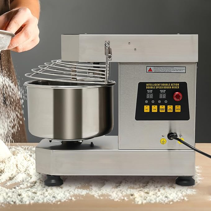 10L/11Qt Commercial Food Mixer, 750W Rotating Bowl Dough Kneading Machine Adjustable Speed Electric Dough Kneading Machine for Bread Pizza Making Cream Eggs Whipping