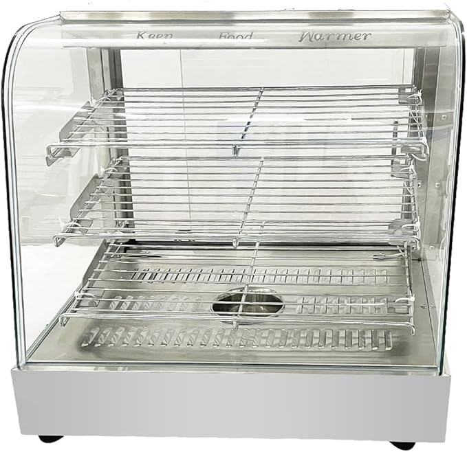 Countertop 26" Food Warmer Display Case 3 Shelf Hot Warming Showcase with Back Sliding Door and Water Tray,Black (26"(Silver))
