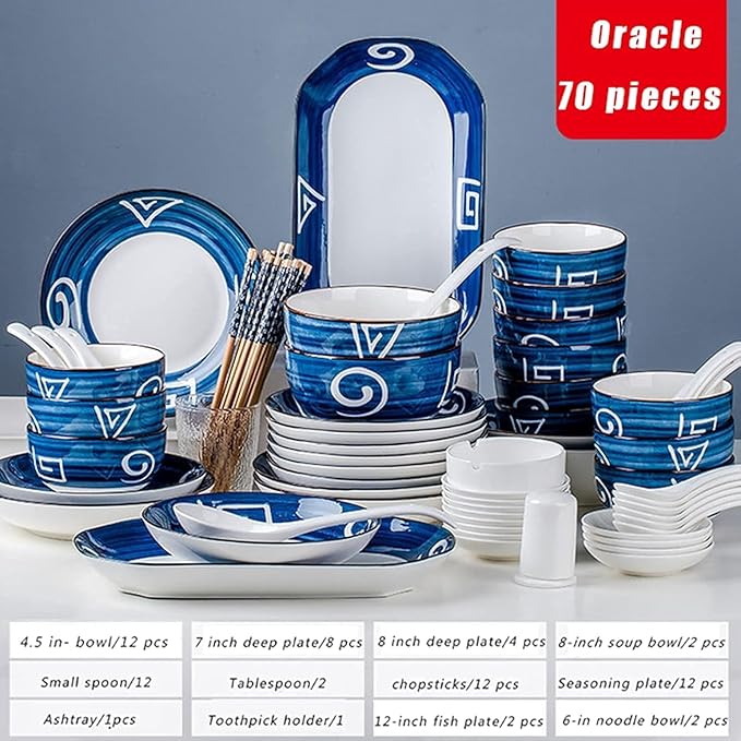 Dinnerware Set, Plates and Bowls Sets, Plates and Bowls Sets, Dishes Sets-Complete Porcelain Combination-for Home Kitchen Dining(Oracle,70 Pieces)