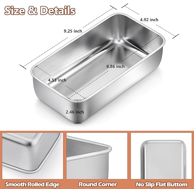 LIANYU Loaf Pans 9x5 Inch, 8 Pack Bread Pans for Baking, Stainless Steel Baking Pans, Loaf Tins for Homemade Bread Brownies and Pound Cakes, Dishwasher Safe