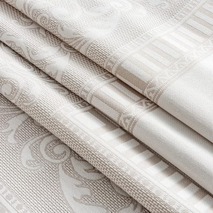 MANGATA CASA Rectangle Tablecloth Faux Cotton Waterproof and Wrinkle Resistant Washable Jacquard Polyester Table Cloth for Kitchen Dining/Party/Indoor and Outdoor Use(Light Taupe,60x84 inch)