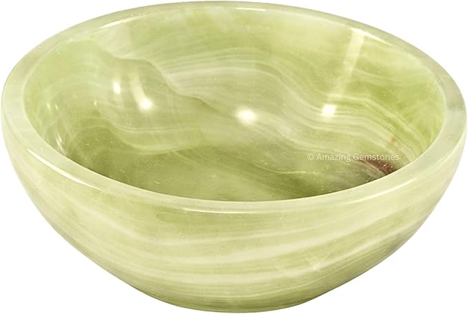 Green Onyx Crystal Bowl - 3 Inch Decorative Bowls for Room and Home Decor - Gemstone Healing Crystals for Elegant Display, Positive Energy Balance and Gift