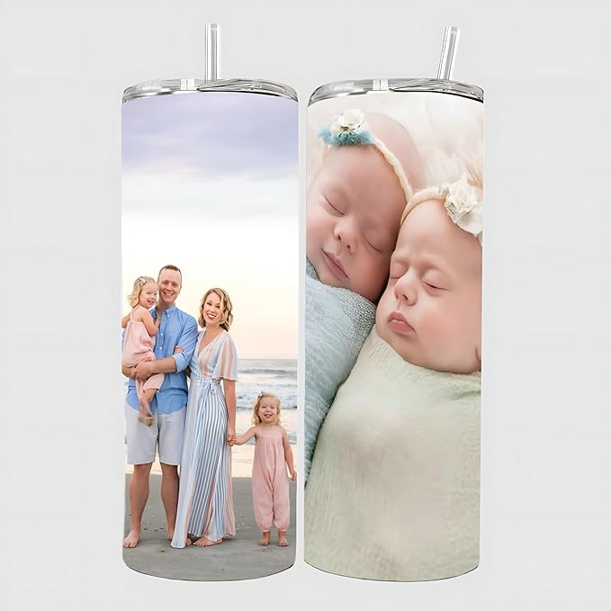 Gift Ideas for Mother's Day Father's Day Birthday Anniversary Wedding Valentine's Day Personalized Photo Custom Tumbler with Straw and lid add Your own Picture on Coffee Cup Mug Tumbler