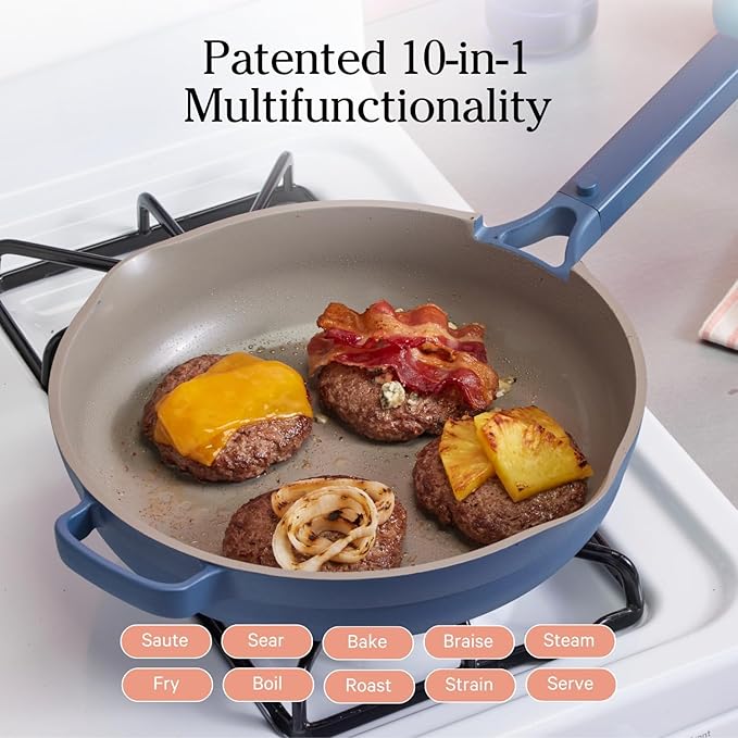Our Place Large Always Pan | 12.5" Ceramic Pan with Modular Lid & Beechwood Spatula | Patented 10-in-1 Nonstick, Non-Toxic Cookware Made Without PFAS | Induction & Oven-Safe up to 450°F | Char