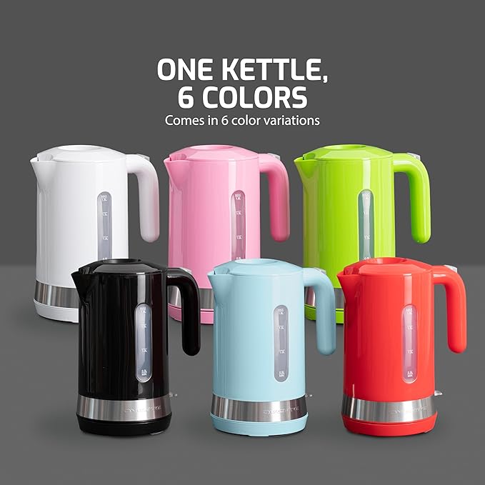 OVENTE 1.8L Electric Kettle, 1500W Fast Boiling Heater for Coffee or Tea, BPA Free, Easy to Fill Lid, Water Level Window, Auto Shut-Off, Boil-Dry Protection and Removable Filter, Red KP413R