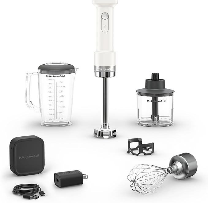 KitchenAid Go Cordless Hand Blender with Accessories - Battery Included, KHBRV75, Porcelain White