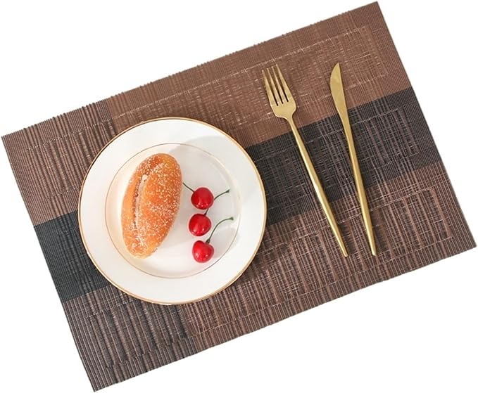 Non-Slip Woven Insulation Placemats Washable Elegant Kitchen Table Mats for Dining Heat(Woven Brown,1pcs 45x30cm)