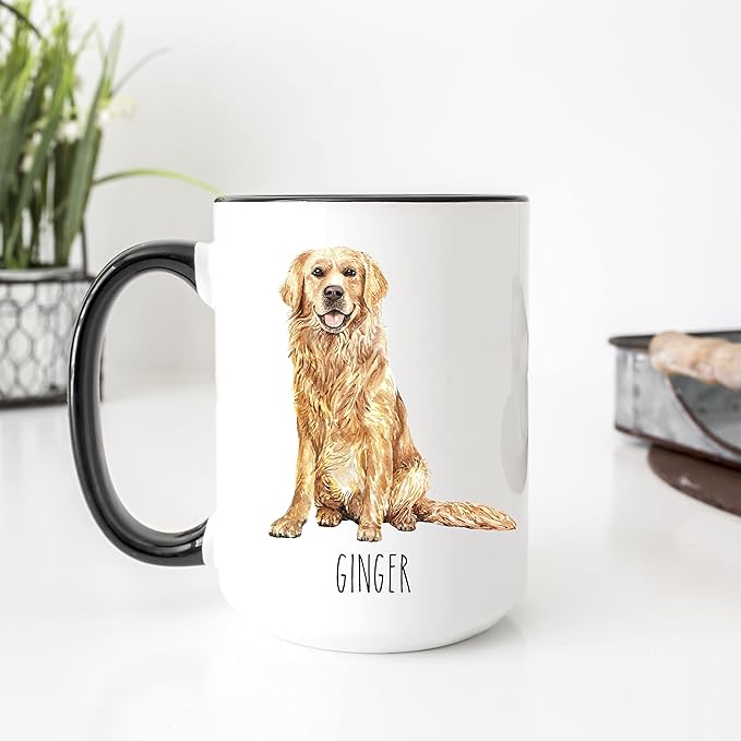Golden Retriever Custom Coffee Mugs with Name for Dog Mom Dad - Personalized Gifts for Best Friends - Grandma Grandpa Present (Golden Retriever)