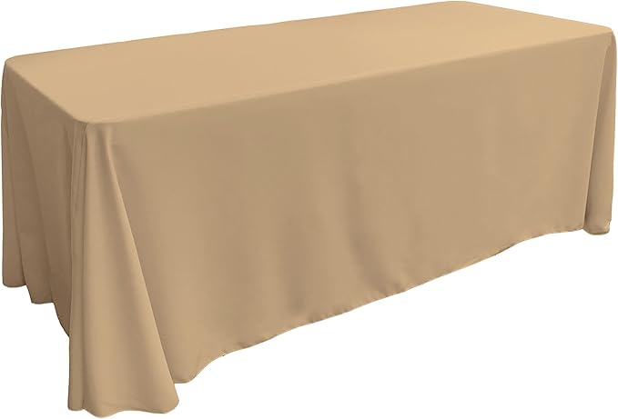 LA Linen Polyester Poplin Washable Rectangular Tablecloth, Stain and Wrinkle Resistant Table Cover 90x156, Fabric Table Cloth for Dinning, Kitchen, Party, Holiday 90 by 156-Inch, Khaki