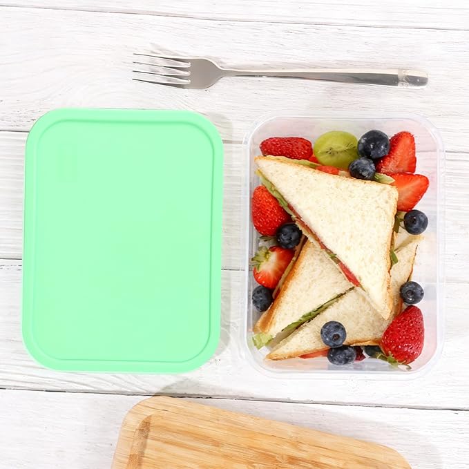 Quodac Food Storage Containers 8-Pack (4.7 Cup), Reusable Lunch Boxes With Leakproof Green Silicone Lids, Microwave, Dishwasher & Freezer Safe Snack Containers, Bpa-Free Plastic Containers
