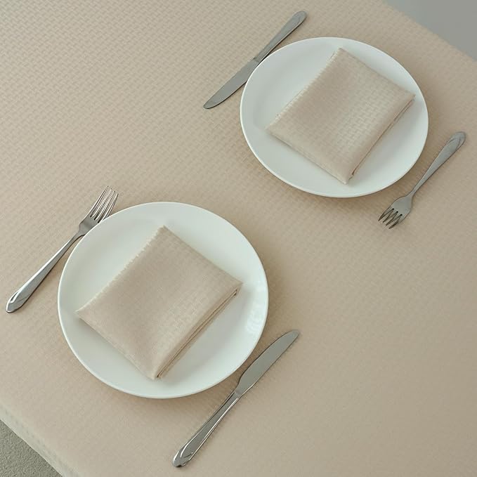 maxmill Cloth Napkins 20 x 20 Inch Weaved Texture Pattern Soft Comfortable and Luxury Serviette for Restaurant Family Dinners Weddings Parties and Banquets Set of 4 Pieces, Natural