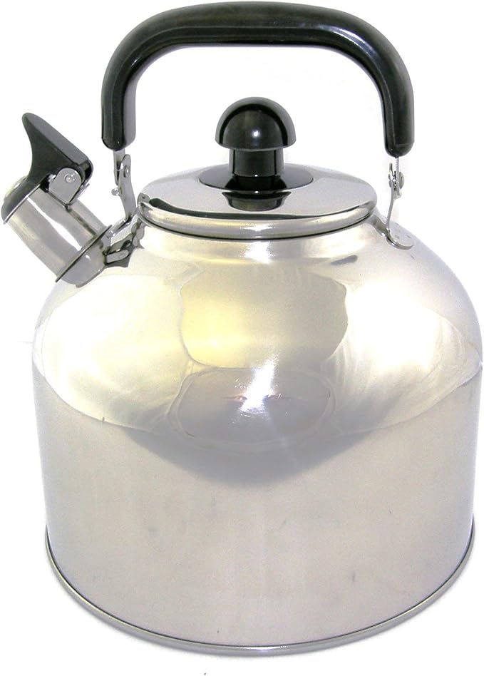 Stainless Steel Whistling Tea Kettle Large 7 Quart Teapot with Mesh Infuser 6.3 Liter Hot Water Pot Removable Lid Covered Handle Big Teapot For Making Fresh Brewed Iced Tea or Coffee Loud Whistle