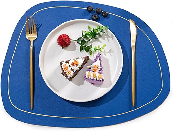 PU Leather Round Placemats and Coasters Easy to Clean Faux Leather Elegant Kitchen Parties Patio Dining Table Place Mat(SP red)