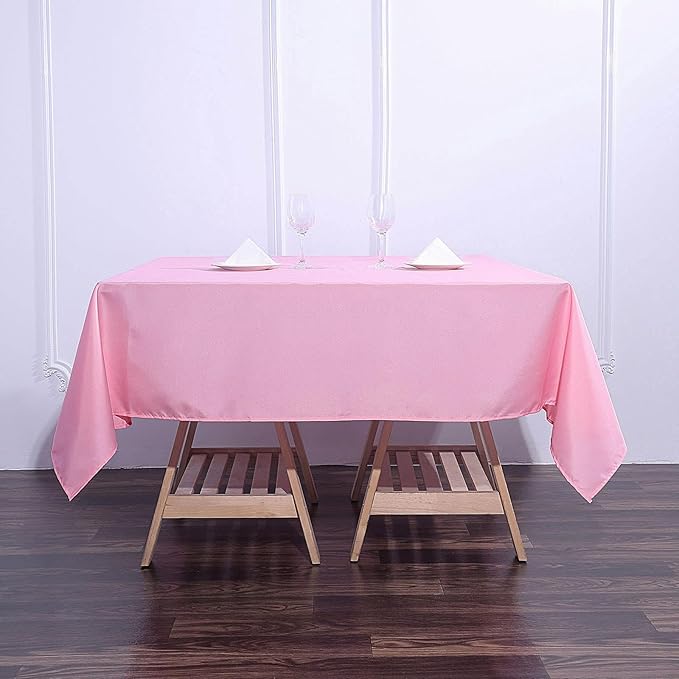 Efavormart 70" Premium Square Polyester Tablecloth for Wedding Kitchen Dining Events - Pink