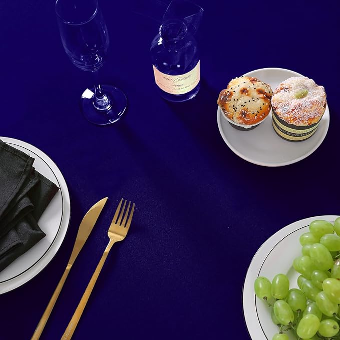 6 Pack Round Tablecloth 108 Inches Royal Blue Table Cloth Stain and Wrinkle Resistant Washable Polyester Fabric Table Cover for Party, Wedding and Banquet Decoration