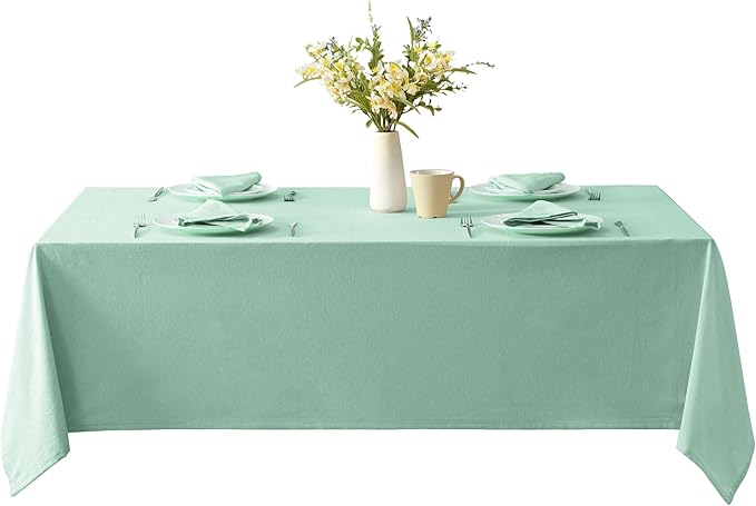 Spring & Easter Holiday Charleston Water Green 60 x 120 inch Rectangle Fabric Tablecloth, Cotton Table Cover for Indoor Outdoor Dining, Machine Washable Solid Color Tablecloths for Everyday Use