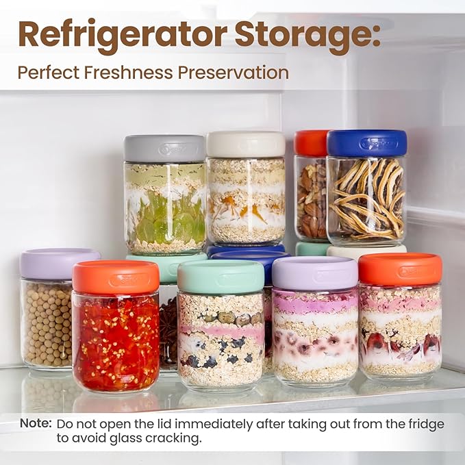 6-Pack 16oz Glass Jars with Airtight Lids, Overnight Oats Containers with Lid, Glass Jars for Overnight Oats Yogurt Chia Pudding Pickles Snacks Meal Prep