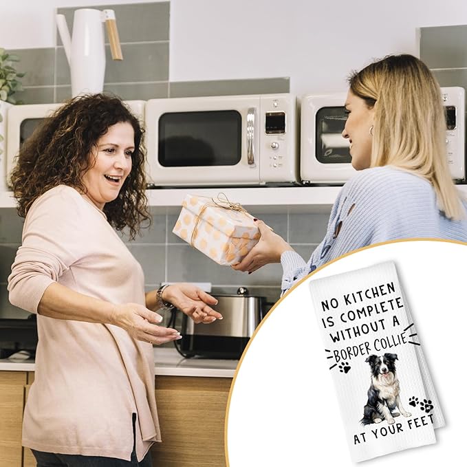 Border Collie Funny Dog Kitchen Towels - A Kitchen is Not Complete Without A Border Collie Dish Towel Waffle Weave Hand Towels for Home Bathroom,Dog Lovers Gift,16×24 Inch