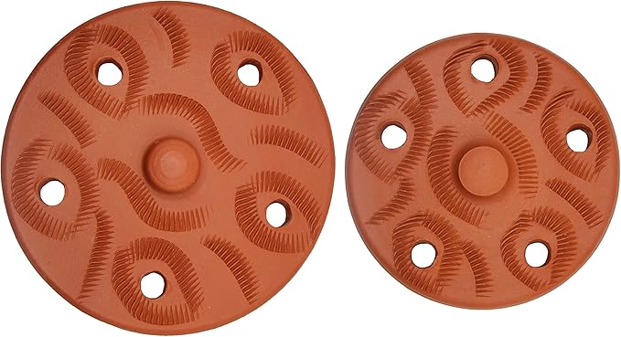Terracotta Weighted Plate for Grape Leaf Roll Dolma Dolmades Tolma Warak Enab - PACK of 2 - Perfect Tool for Stuffed Dishes! - IMPROVED SPECIAL EDITION