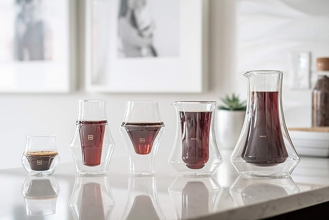 KRUVE PIQUE Coffee Carafe - Elegant Double-Wall Glass Design, 10oz (300ml) Capacity for Perfectly Brewed Coffee, Ideal for Entertaining Guests and Coffee Lovers, Keeps Your Brew Hot and Hands Cool