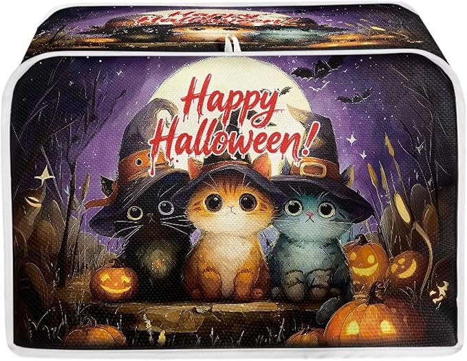 Doojoayie Happy Halloween Toaster Cover 4 Slice Toaster Dust Cover Oven Dustproof & Washable for Kitchen Small Appliance,Kitchen Essentials Holiday Decor