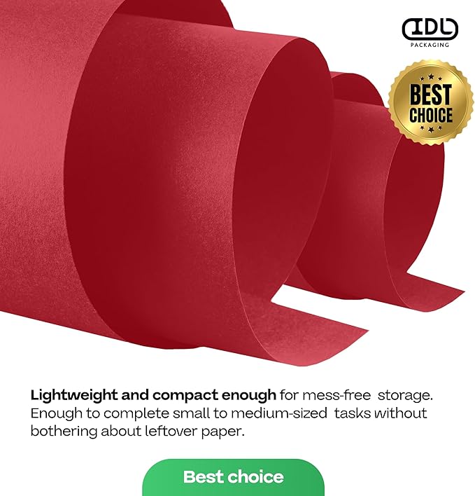 Christmas Red Kraft Paper Roll 36" x 2160" (180 feet) with Cutter - USA-Made Wrapping Paper for Packing, Moving, Shipping & Crafts/Arts - 100% Recyclable Natural Craft Material by IDL Packaging