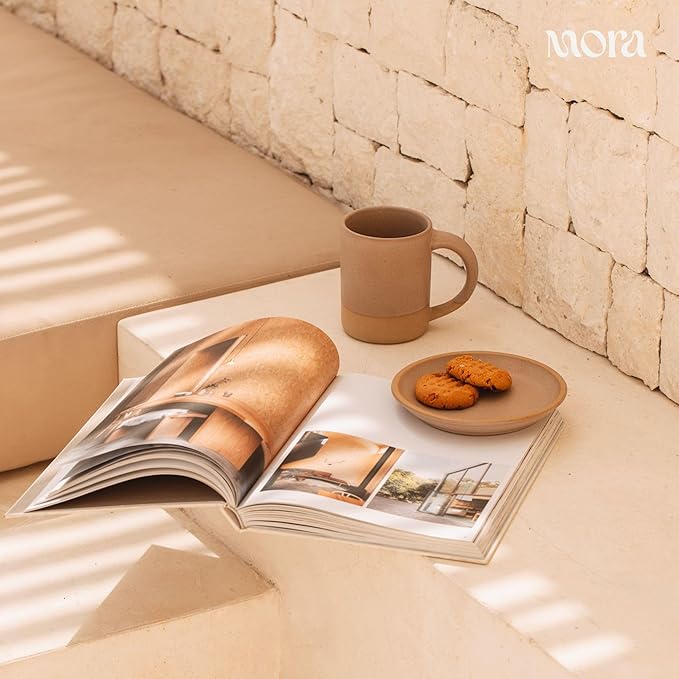 MORA Medium Mugs Set of 4, 16oz Ceramic Pottery Latte Mugs/Coffee Cups - Microwave and Dishwasher Safe - Harvest