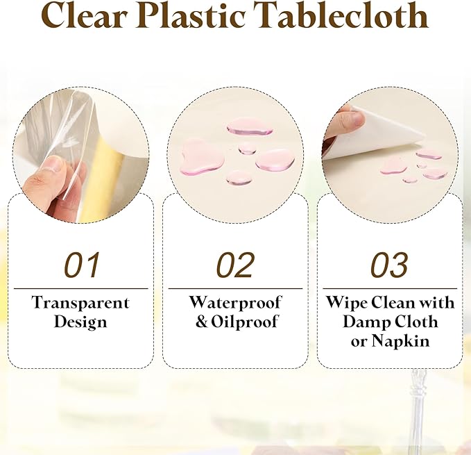 uxcell 60 x 84 Inch Clear Plastic Tablecloth, Waterproof Oilproof Rectangle Vinyl Table Cover Protector, Table Cloth for Dining, Parties and Holidays