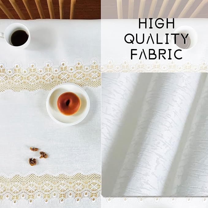Tablecloths for Rectangle Tables Lace Elegant Decor for Dinning Home Holiday Party Kitchen Easter Christmas Wedding Farmhouse Outdoor Washable Table Linen (H17879-white-1, 72 * 144)