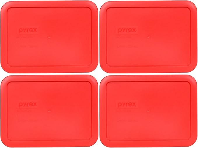 Pyrex 7210-PC 3-Cup Red Food Storage Replacement Lid (4-Pack) - Made in USA