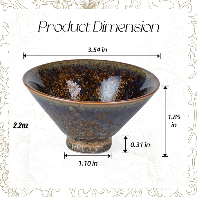 KAMMAK Ceramic Tea & Coffee Cups Set of 2 - Vintage Crystalline Glaze Espresso Mugs, 2.2oz Hand Painted for Afternoon Tea or Coffee, Birthday Gift for Women Men, Purple Medium Cup